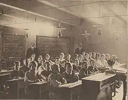 Ecole souterraine à Reims en 1916.