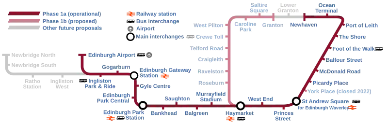 A map of the planned tramway