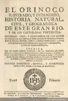 El Orinoco ilustrado y defendido du Père José Gumilla.