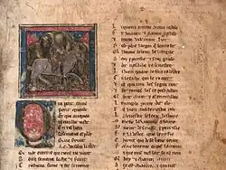 enluminure du roman de Chrétien de Troyes datée du XIIe&nbsp;siècle montrant le départ de Perceval
