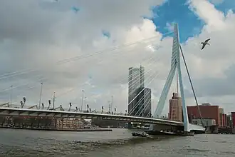 Selon l'angle de vue, la silhouette du pont évoque un cygne ou un voilier.