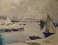 Ernest Guérin : Port-Haliguen, Quiberon (aquarelle sur papier, non daté).