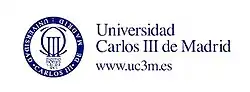Logo d'une université en bleu foncé sur fond blanc. Sur trois lignes occupant les deux tiers droit de l'image, les mentions « Universidad », « Charles-III de Madrid » et « www.uc3m.es » sont visibles.