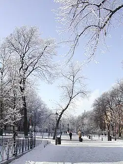 L'esplanade d'Helsinki par un beau dimanche d'hiver.