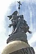 Détail du monument à Colomb édifié sur la Plaza Colón de Valladolid.