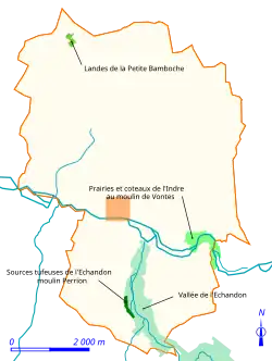 Carte en couleurs matérialisant les secteurs naturels remarquables d'un territoire.