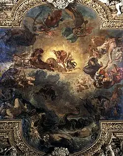 Eugène Delacroix, Apollon terrassant le serpent Python, 1850-1851, huile sur toile, 800&nbsp;×&nbsp;750&nbsp;cm, galerie d'Apollon, musée du Louvre, Paris