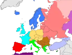 Carte des régions d'Europe.