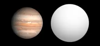 Tailles comparées de Jupiter et de HR 8799 d.