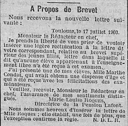 L'Express du Midi du 18 juillet 1903.