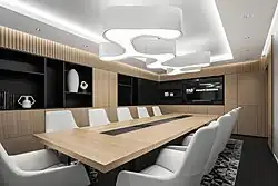 Salle de conférence principale de la banque FAB à Genève réalisé par Siavosh Adeli