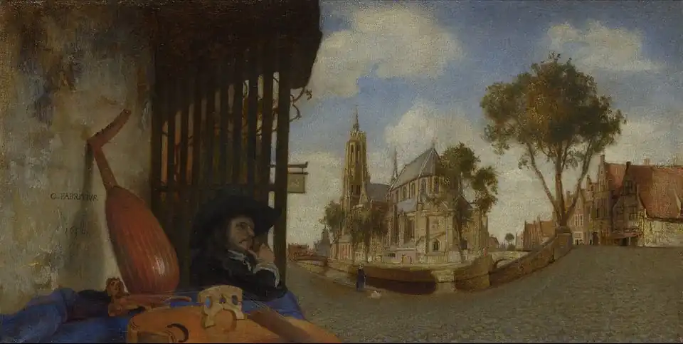 Carel Fabritius, Vue de Delft (1652, National Gallery, Londres).