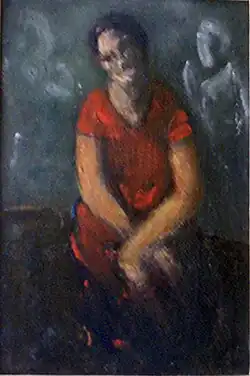 Femme en rouge, huile sur toile, localisation inconnue.