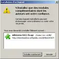 Exemple d'invite d'installation d'une extension dans Firefox 3.0.