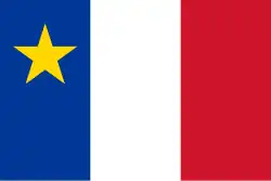 Drapeau de l'Acadie adopté par les Acadiens le 15 août 1884 lors d’une Convention nationale à Miscouche.