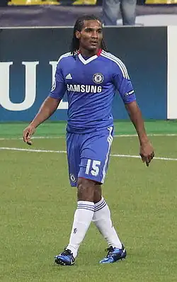 Florent Malouda lors d'un match du Chelsea Football Club.