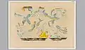 Poissons volants. Phylakopi. Avant 1909. MET. Les ailes, disparues de l'original, sont ajoutées par E. G. : Lyvia Morgan, « Creatures of water and air », Metioessa, « Aura supplement » 10, p. 71 à 83. V. p. 72 n. 6. [lire en ligne&nbsp;(page consultée le 10 juillet 2024)]