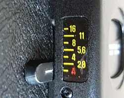 Réglage du diaphragme. (ici en mode automatique)