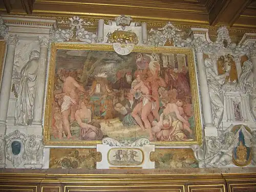 Le Sacrifice, Rosso, galerie François Ier, Fontainebleau (1534-1539).
