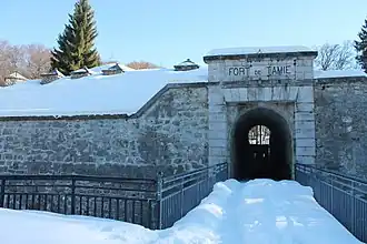 Entrée du fort de Tamié, sous la neige (hiver 2017)