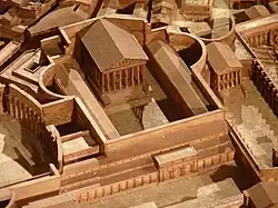 Représentation du forum d'Auguste avec les exèdres qui contenaient des œuvres à programme, détail du plan de Rome de Caen