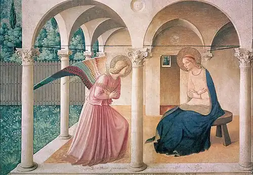 L'Annonciation de Fra Angelico avec l'hortus conclusos
