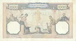 1000 francs Cérès et Mercure, Face verso