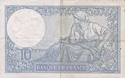 10 francs Minerve, Face verso