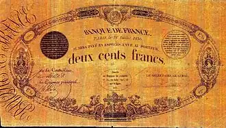 200 francs noir, Face recto