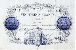25 francs bleu, Face recto