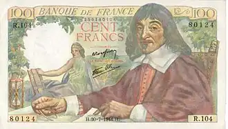 100 francs Descartes, Face recto