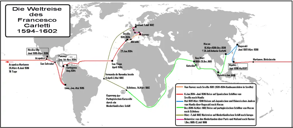 Le tour du monde de Francesco Carletti 1594–1602.