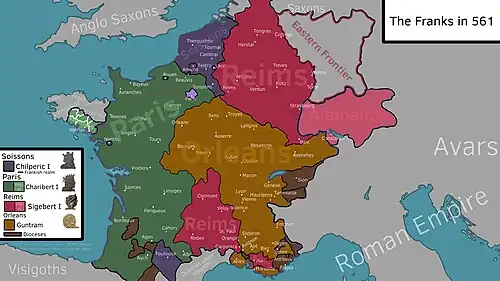 Le royaume de Bourgogne en 561