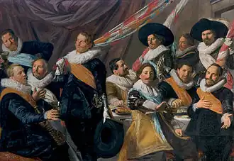 Banquet des officiers du corps des archers de Saint-Georges, 1627, huile sur toile, 179&nbsp;x 257,5&nbsp;cm (musée, Haarlem).