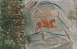 Fresque de l'Impasse Saint Michel (archange Saint Michel terrassant le dragon)