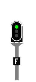 Image animée d'un feu de signalisation ferroviaire clignotant vert