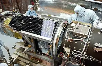 Le télescope GALEX monté sur son lanceur Pegasus.