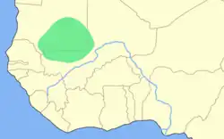 carte de l'ouest de l'Afrique avec une zone verte au nord du golfe de Guinée