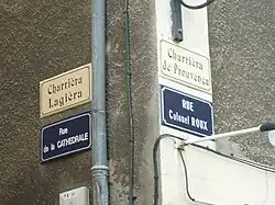 Signalisation bilingue en provençal alpin et en français à Gap