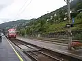 Train Bergen-Osloarrivant en gare de Voss.