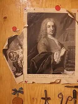 Trompe-l’œil au portrait du chirurgien Le Cat, vers 1752.
