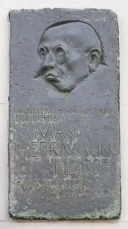 Plaque Max Herrmann-Neisse à Neisse