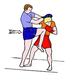 Coup de genou remontant.