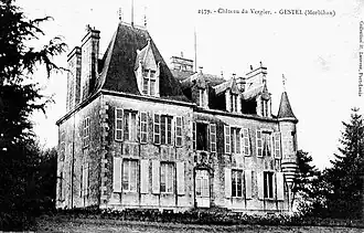 Le château du Verger (Vergier) au début du XXe&nbsp;siècle (carte postale vers 1910).