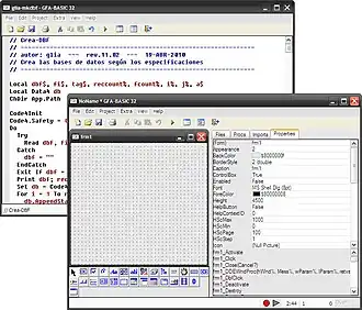 L'éditeur visuel du GFA-Basic Windows 32 bits.