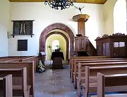 Intérieur de l'église protestante de Gimbrett.