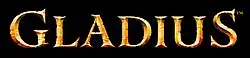 Gladius est écrit en lettres d'or sur fond noir.