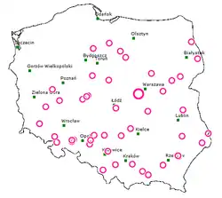 Villes polonaises dont le nom comporte la terminaison grad.
