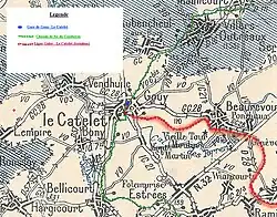 Carte des lignes de chemin de fer à Gouy-Le Catelet.