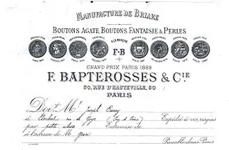 Grands prix décernés à Bapterosses & Cie (1849-1889).